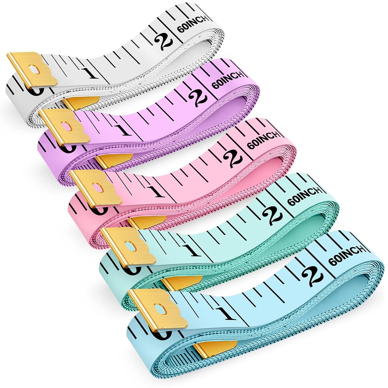 Soft Ruler Measuring Tape (Blue,Green,White,Pink,Purple) 60"L x 0.51"W